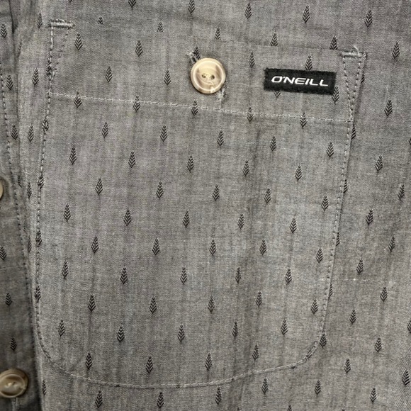 O'Neill Mens Boarderline Short Sleeve Button Up Shirt Gray Tailored Fit - Picture 4 of 8